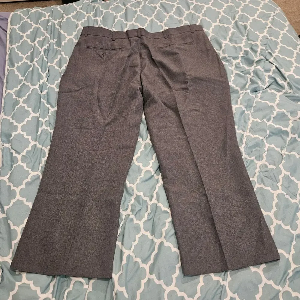 Haband Gray Dress Pants Mens 44x27 Flat Front Career Office Slacks